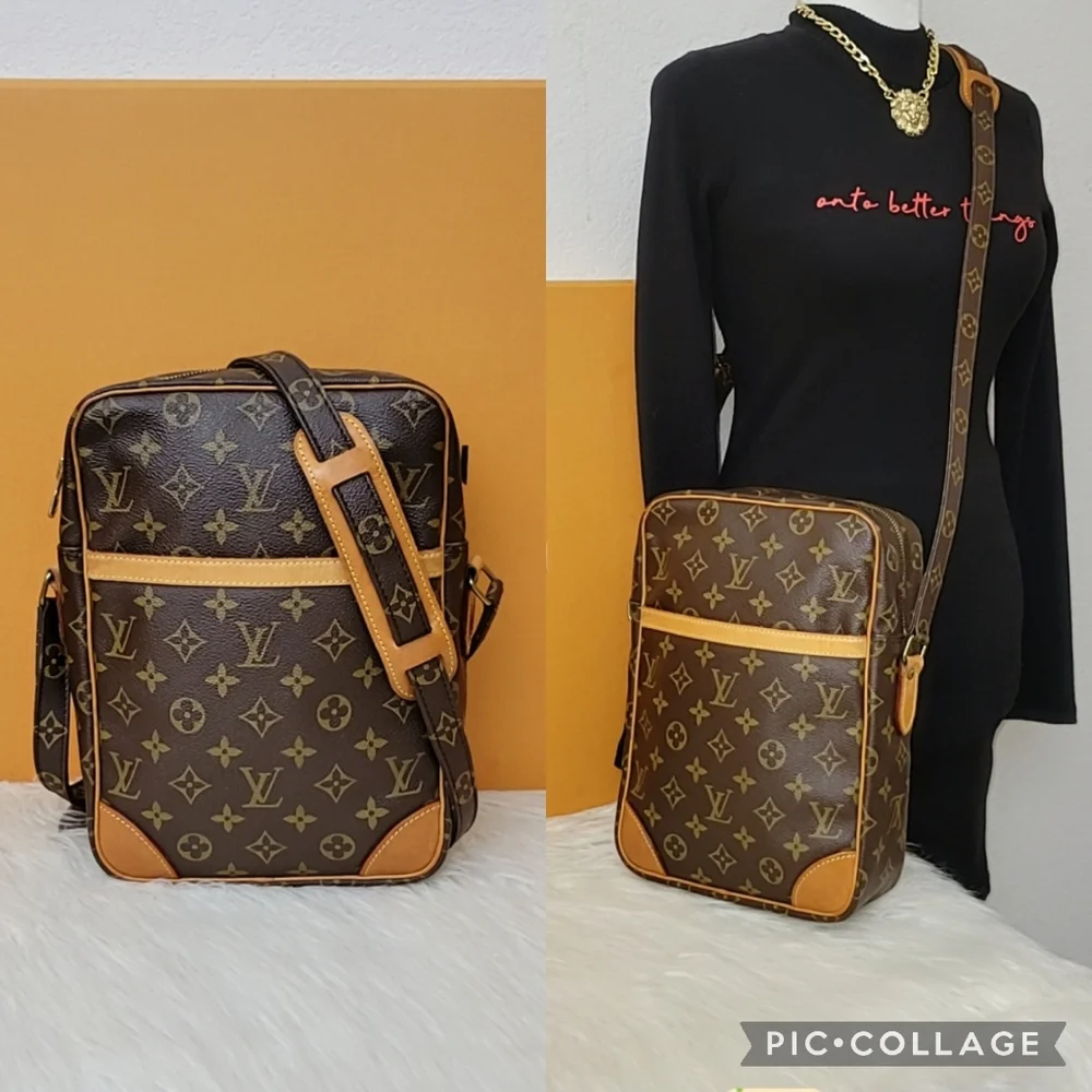 ππ₯Rare π₯π π―%Authentic Louis Vuitton Danube MM Crossbody Bag Monogram Canvas - Picture 1 of 16